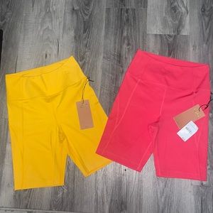 GIRLFRIEND COLLECTIVE Yellow + Geranium High Rise Bike Short Limited EditionNWT